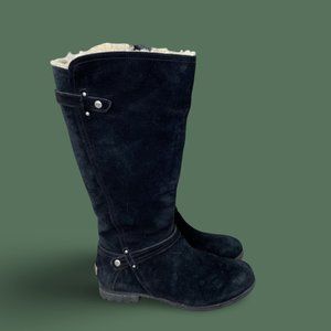 UGG: Women's Jillian Suede Black Riding Boots, Size 8